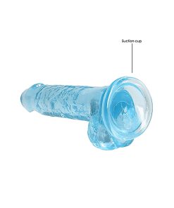 Realrock Crystal Clear Realistic 7 In. Dildo With Balls And Suction Cup Blue