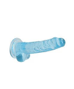 Realrock Crystal Clear Realistic 7 In. Dildo With Balls And Suction Cup Blue