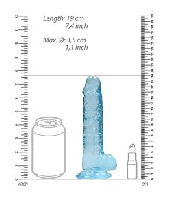 Realrock Crystal Clear Realistic 7 In. Dildo With Balls And Suction Cup Blue