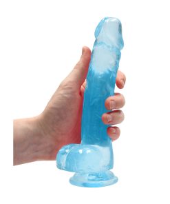Realrock Crystal Clear Realistic 8 In. Dildo With Balls And Suction Cup Blue