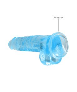 Realrock Crystal Clear Realistic 8 In. Dildo With Balls And Suction Cup Blue