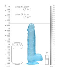 Realrock Crystal Clear Realistic 8 In. Dildo With Balls And Suction Cup Blue