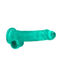 Realrock Crystal Clear Realistic 8 In. Dildo With Balls And Suction Cup Turquoise
