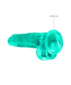 Realrock Crystal Clear Realistic 8 In. Dildo With Balls And Suction Cup Turquoise
