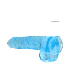 Realrock Crystal Clear Realistic 9 In. Dildo With Balls And Suction Cup Blue