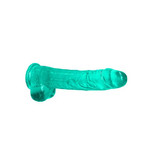 Realrock Crystal Clear Realistic 9 In. Dildo With Balls And Suction Cup Turquoise - Image 3