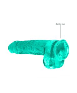 Realrock Crystal Clear Realistic 9 In. Dildo With Balls And Suction Cup Turquoise