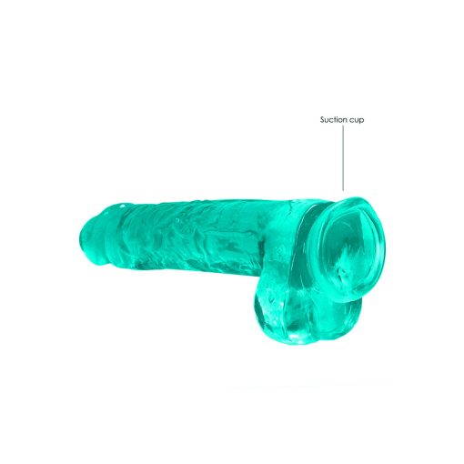 Realrock Crystal Clear Realistic 9 In. Dildo With Balls And Suction Cup Turquoise - Image 6