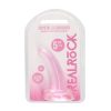 Realrock Crystal Clear Non-Realistic 5 In. Curved Dildo With Suction Cup Pink