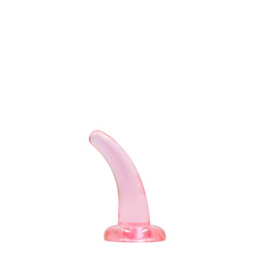 Realrock Crystal Clear Non-Realistic 5 In. Curved Dildo With Suction Cup Pink - Image 2