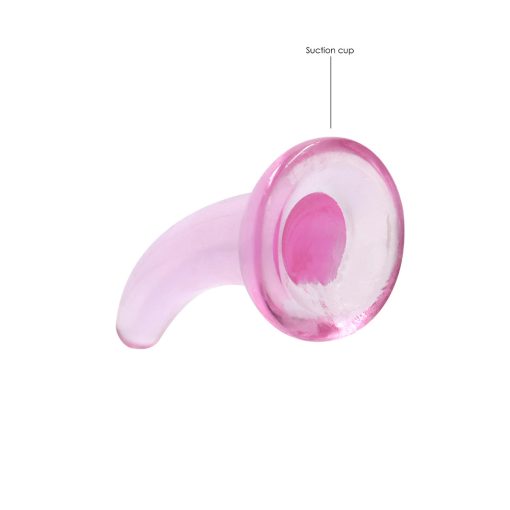 Realrock Crystal Clear Non-Realistic 5 In. Curved Dildo With Suction Cup Pink - Image 4