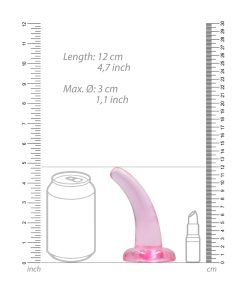 Realrock Crystal Clear Non-Realistic 5 In. Curved Dildo With Suction Cup Pink
