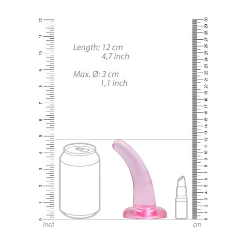 Realrock Crystal Clear Non-Realistic 5 In. Curved Dildo With Suction Cup Pink - Image 5