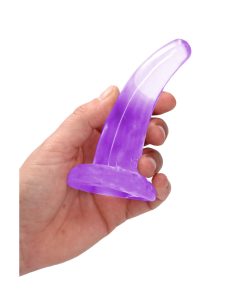 Realrock Crystal Clear Non-Realistic 5 In. Curved Dildo With Suction Cup Purple