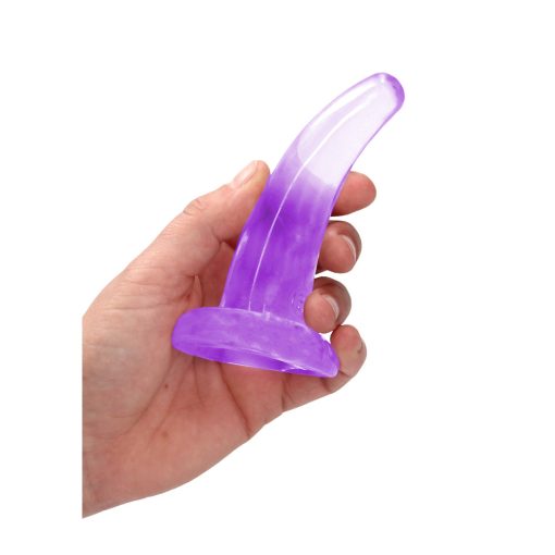 Realrock Crystal Clear Non-Realistic 5 In. Curved Dildo With Suction Cup Purple - Image 3