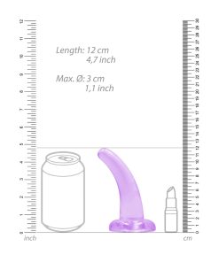 Realrock Crystal Clear Non-Realistic 5 In. Curved Dildo With Suction Cup Purple