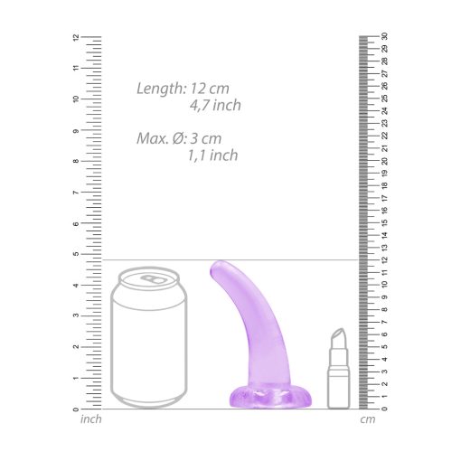 Realrock Crystal Clear Non-Realistic 5 In. Curved Dildo With Suction Cup Purple - Image 5