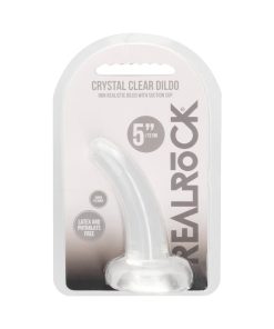 Realrock Crystal Clear Non-Realistic 5 In. Curved Dildo With Suction Cup Clear