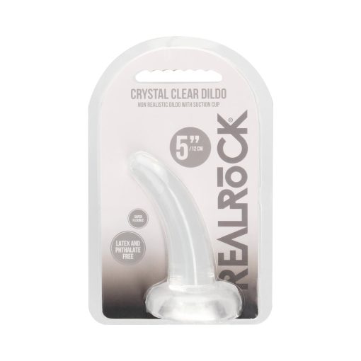 Realrock Crystal Clear Non-Realistic 5 In. Curved Dildo With Suction Cup Clear