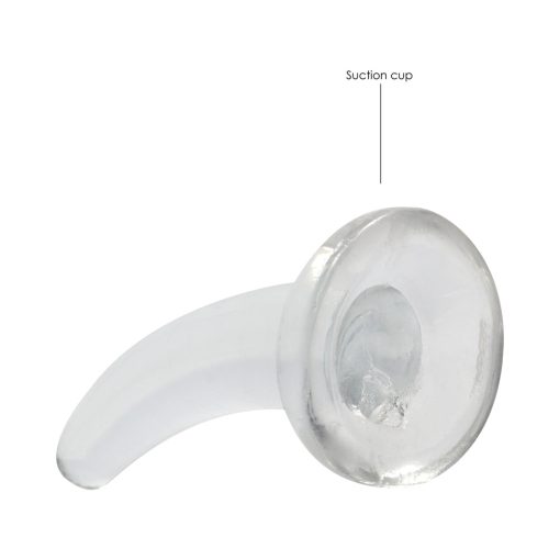 Realrock Crystal Clear Non-Realistic 5 In. Curved Dildo With Suction Cup Clear - Image 3