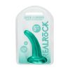 Realrock Crystal Clear Non-Realistic 5 In. Curved Dildo With Suction Cup Turquoise