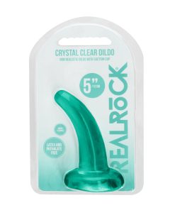 Realrock Crystal Clear Non-Realistic 5 In. Curved Dildo With Suction Cup Turquoise
