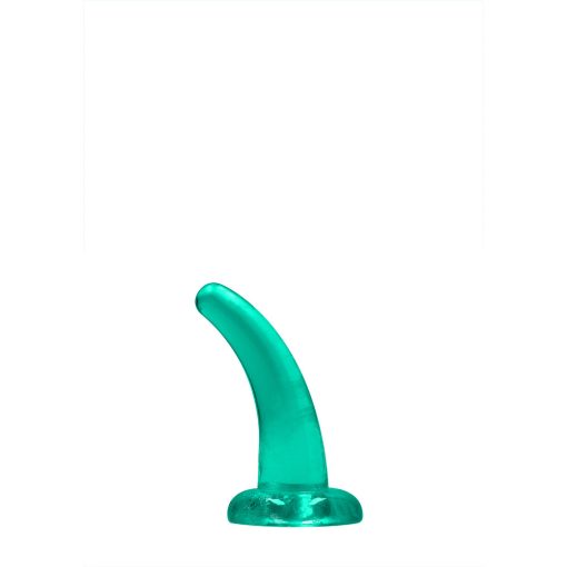 Realrock Crystal Clear Non-Realistic 5 In. Curved Dildo With Suction Cup Turquoise - Image 3