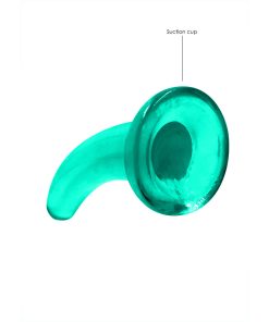 Realrock Crystal Clear Non-Realistic 5 In. Curved Dildo With Suction Cup Turquoise