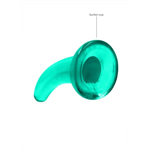 Realrock Crystal Clear Non-Realistic 5 In. Curved Dildo With Suction Cup Turquoise - Image 5