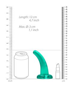 Realrock Crystal Clear Non-Realistic 5 In. Curved Dildo With Suction Cup Turquoise