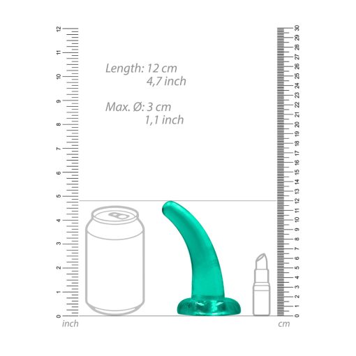 Realrock Crystal Clear Non-Realistic 5 In. Curved Dildo With Suction Cup Turquoise - Image 6