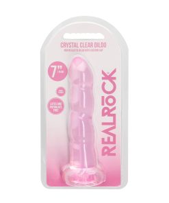 Realrock Crystal Clear Non-Realistic 7 In. Twisted Dildo With Suction Cup Pink