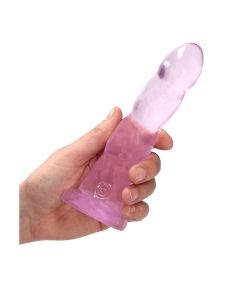 Realrock Crystal Clear Non-Realistic 7 In. Twisted Dildo With Suction Cup Pink