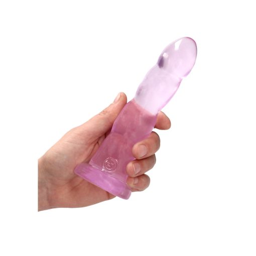Realrock Crystal Clear Non-Realistic 7 In. Twisted Dildo With Suction Cup Pink - Image 3
