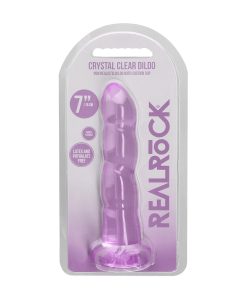 Realrock Crystal Clear Non-Realistic 7 In. Twisted Dildo With Suction Cup Purple