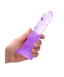 Realrock Crystal Clear Non-Realistic 7 In. Twisted Dildo With Suction Cup Purple