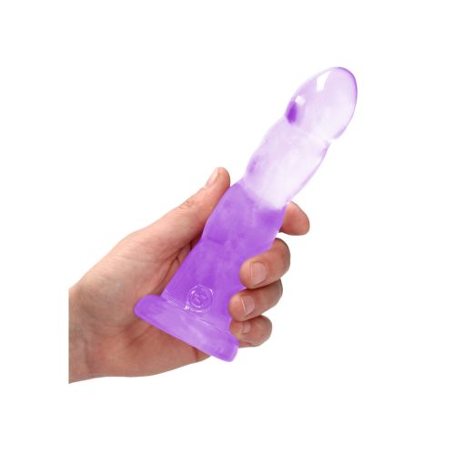 Realrock Crystal Clear Non-Realistic 7 In. Twisted Dildo With Suction Cup Purple - Image 3