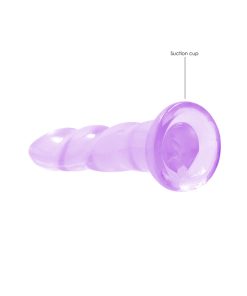 Realrock Crystal Clear Non-Realistic 7 In. Twisted Dildo With Suction Cup Purple