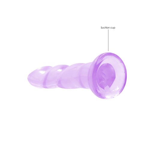 Realrock Crystal Clear Non-Realistic 7 In. Twisted Dildo With Suction Cup Purple - Image 4