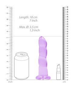 Realrock Crystal Clear Non-Realistic 7 In. Twisted Dildo With Suction Cup Purple