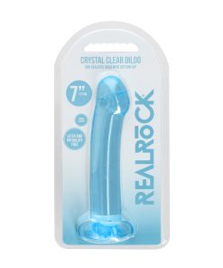 Realrock Crystal Clear Non-Realistic 7 In. Dildo With Suction Cup Blue