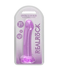 Realrock Crystal Clear Non-Realistic 7 In. Dildo With Suction Cup Purple