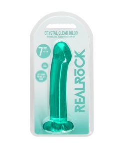 Realrock Crystal Clear Non-Realistic 7 In. Dildo With Suction Cup Turquoise