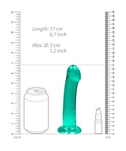 Realrock Crystal Clear Non-Realistic 7 In. Dildo With Suction Cup Turquoise