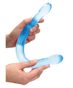 Realrock Crystal Clear Non-Realistic 17 In. Double Dildo Blue