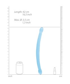Realrock Crystal Clear Non-Realistic 17 In. Double Dildo Blue
