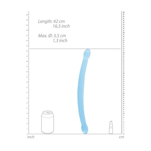 Realrock Crystal Clear Non-Realistic 17 In. Double Dildo Blue - Image 4