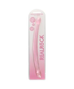 Realrock Crystal Clear Non-Realistic 17 In. Double Dildo Pink