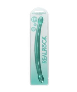 Realrock Crystal Clear Non-Realistic 17 In. Double Dildo Turquoise