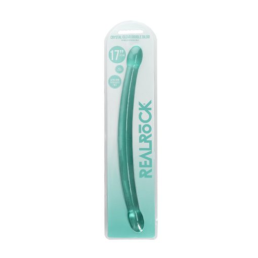 Realrock Crystal Clear Non-Realistic 17 In. Double Dildo Turquoise